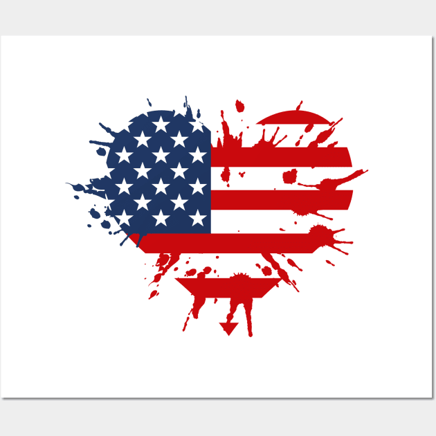 USA Flag In Heart Shape For American Pride On 4th Of July Wall Art by Arts-lf